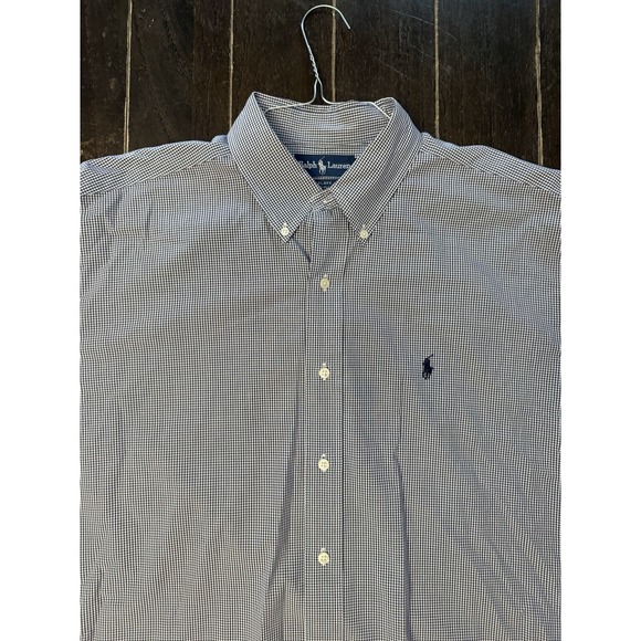 Lauren Ralph Lauren Other - Ralph Lauren Blake Shirt Mens XL Navy White Gingham Check Two Ply Cotton